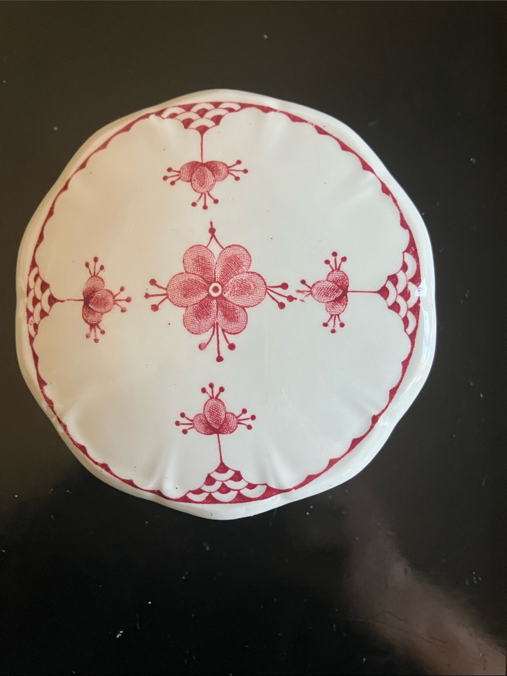 Franciscan White Ceramic Dish with Red Floral Motif